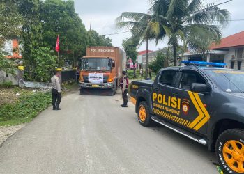 Menjamin Logistik Pemilu Aman,Polres Nias Selatan Lakukan Pengawalan Dan Pengamanan